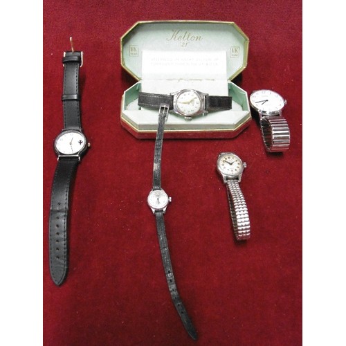 8 - 5 VINTAGE WRISTWATCHES - CORVETTE GENTS (WORKING), CORVETTE LADIES (WORKING),SEKONDA USSR (WORKING),... 