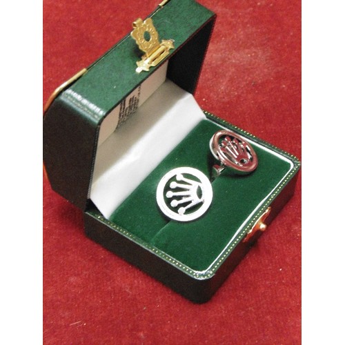 19 - PAIR OF ROLEX CUFFLINKS WITH BOX AND CERTIFICATE