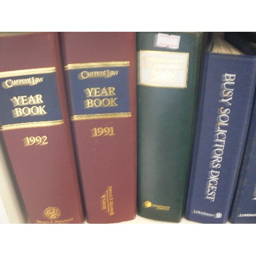 493 - 9 X CUBES FULL OF VINTAGE LAW BOOKS. INC 24 X VOLUMES OF 'CURRENT LAW YEAR BOOK' 1970'S, 80'S & 90'S... 