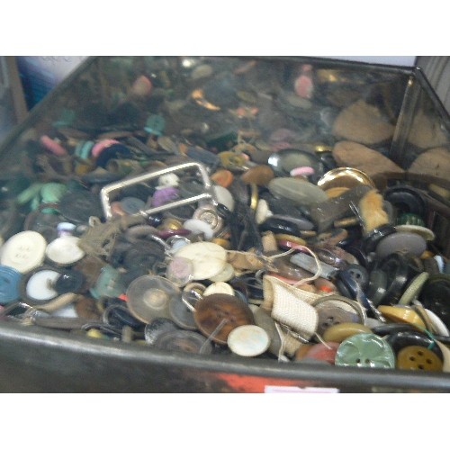 503 - LARGE QUANTITY OF VINTAGE BUTTONS, IN 2 X TINS.