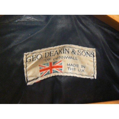 507 - RETRO-VINTAGE BLACK SOFT LEATHER JACKET. GEORGE DEAKINS OF CORNWALL. MENS L.