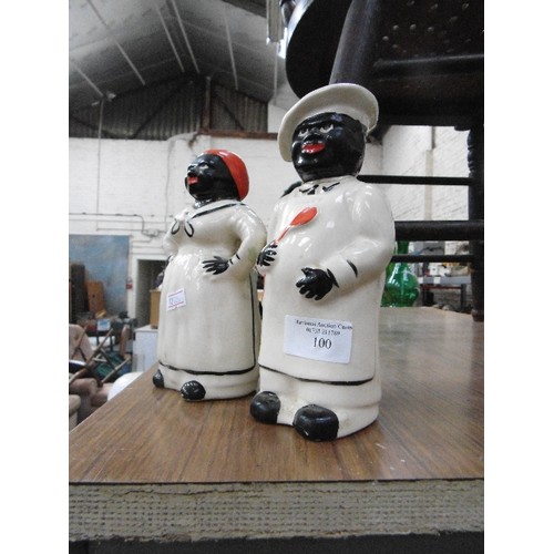 68 - VINTAGE 'SALTY & PEPPY' CHEFS. CERAMIC CRUET SET.