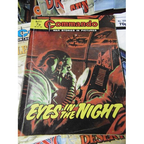 69 - STACK OF 32 SMALL VINTAGE COMMANDO ACTION AND ADVENTURE COMIC BOOKS.