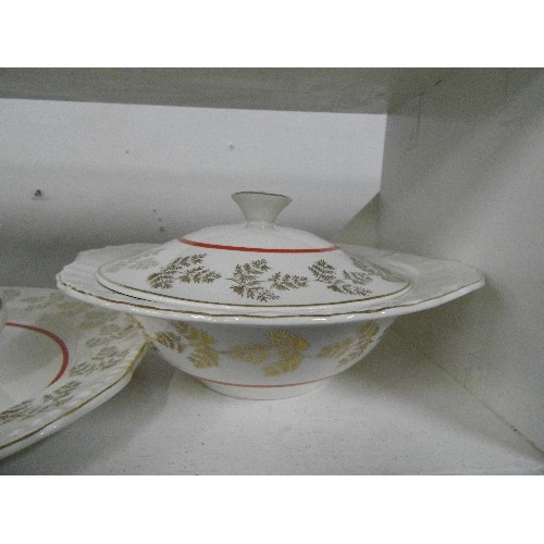 70 - GRINDLEY 'CREAM PETAL' ,PAIR OF LIDDED TUREENS, OVAL SERVING PLATE, ALSO A GRAVY BOAT.