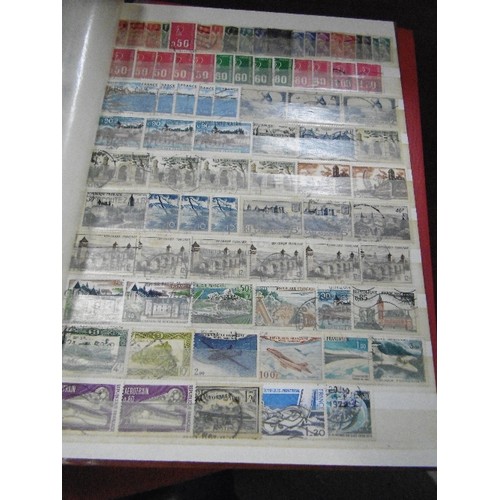 86 - STAMP STOCK BOOKS X 4. ALL APPEAR TO BE FULL. INC FRENCH COLONIES, AUSTRALIA, GERMANY, AND CANADA. A... 