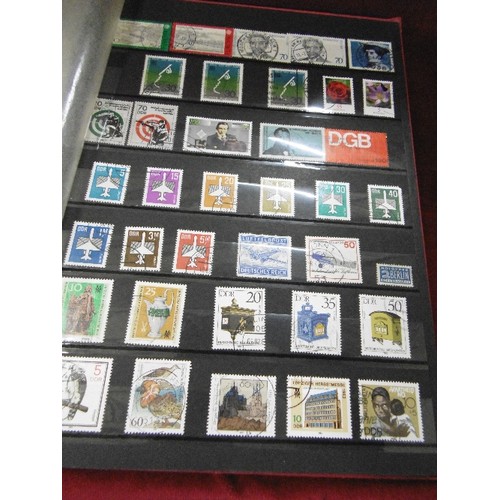 86 - STAMP STOCK BOOKS X 4. ALL APPEAR TO BE FULL. INC FRENCH COLONIES, AUSTRALIA, GERMANY, AND CANADA. A... 