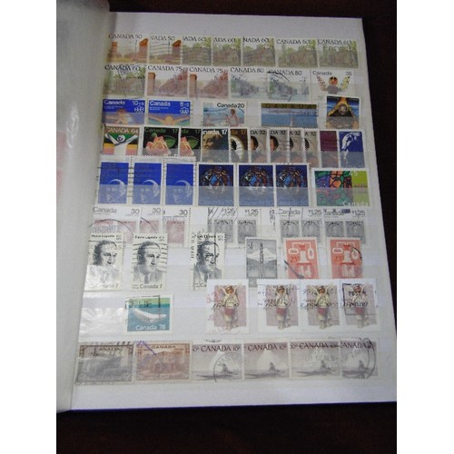 86 - STAMP STOCK BOOKS X 4. ALL APPEAR TO BE FULL. INC FRENCH COLONIES, AUSTRALIA, GERMANY, AND CANADA. A... 