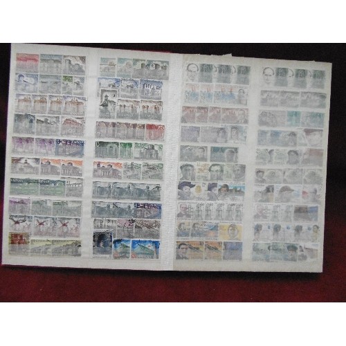 94 - 4 X STAMP STOCK BOOK ALBUMS. WITH CONTENTS. SPAIN, BELGIUM, ANIMALS, FISH, AND THAILAND.