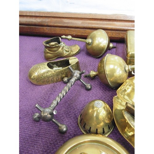 114 - SELECTION OF VINTAGE BRASSWARE, INC CANDLE-HOLDER, LIDDED BOX ETC.