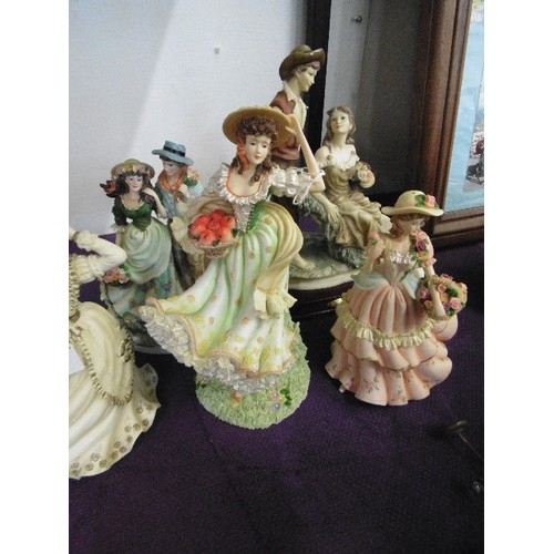 121 - LEONARDO COLLECTION, AND REGENCY FINE ARTS ETC, CRINOLIN LADY FIGURES. X 5