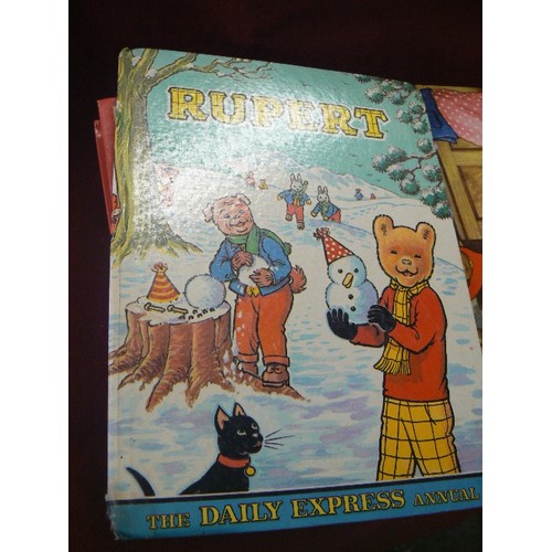 145 - VINTAGE RUPERT BEAR ADVENTURE BOOKS, ALSO HAYNES MANUALS INC FORD FIESTA, BATTLSHIP BISMARK, MEN'S C... 