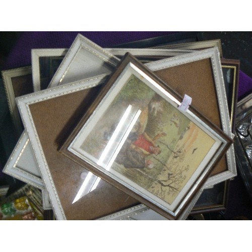 181 - QUANTITY OF FRAMED PICTURES AND EMPTY FRAMES. INC A LARGE & 2 SMALL CHICKEN PICTURES.