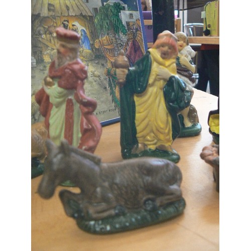 190 - POP-UP NATIVITY BOOK, WITH A SET OF CERAMIC NATIVITY FIGURES [SOME NIBBLES]