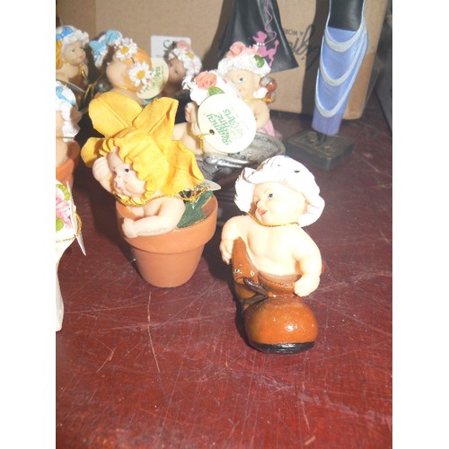 215 - REGENCY FINE-ARTS BABY COLLECTION. 14 X BABIES IN PLANT POTS ETC, & 2 X MANNEQUINS