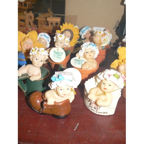 215 - REGENCY FINE-ARTS BABY COLLECTION. 14 X BABIES IN PLANT POTS ETC, & 2 X MANNEQUINS