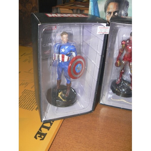 222 - MARVEL MOVIE COLLECTION, 5 X HAND-PAINTED FIGURES, APPEAR NEW/BOXED. ALSO MAGAZINES SHOWING THE COLL... 