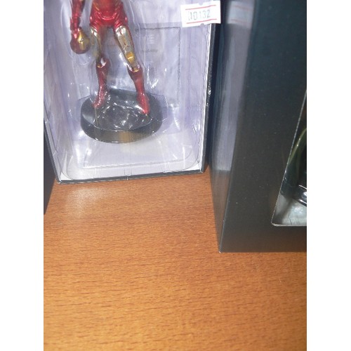 222 - MARVEL MOVIE COLLECTION, 5 X HAND-PAINTED FIGURES, APPEAR NEW/BOXED. ALSO MAGAZINES SHOWING THE COLL... 