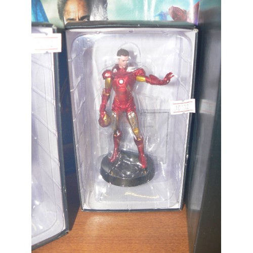 222 - MARVEL MOVIE COLLECTION, 5 X HAND-PAINTED FIGURES, APPEAR NEW/BOXED. ALSO MAGAZINES SHOWING THE COLL... 