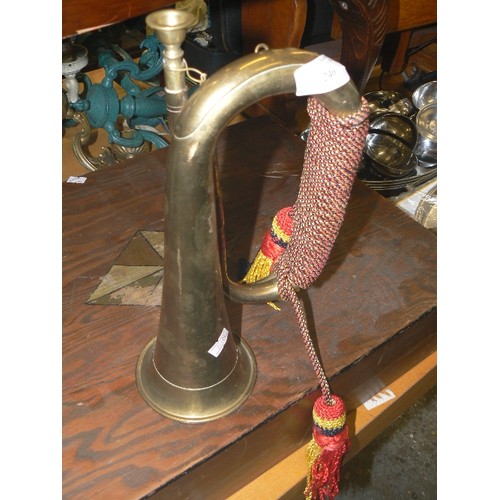 246 - BUGLE WITH COLOURFUL CORD & TASSELS.