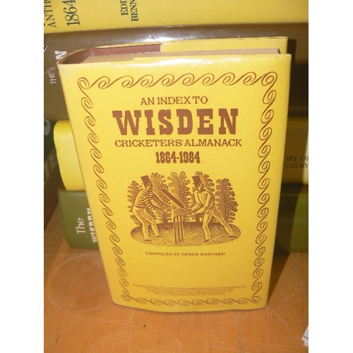 243 - CRICKET INTEREST. WISDEN ANTHOLOGY. 7 X LARGE EDITIONS, AND 2 SMALLER BOOKS INC WISDEN CRICKETERS AL... 