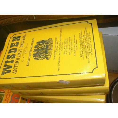 243 - CRICKET INTEREST. WISDEN ANTHOLOGY. 7 X LARGE EDITIONS, AND 2 SMALLER BOOKS INC WISDEN CRICKETERS AL... 