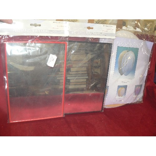 269 - EGG PENDANT LIGHT, AND 2 X SMALL RECTANGULAR MIRRORS. ALL NEW/PACKAGED.