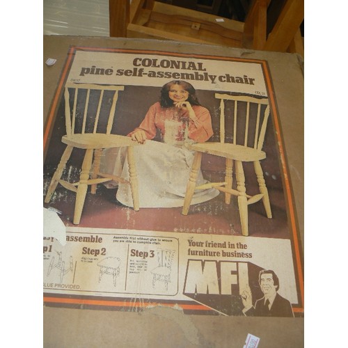 312 - PAIR OF MFI SELF-ASSEMBLEY PINE 'COLONIAL' KITCHEN CHAIRS. STILL BOXED.