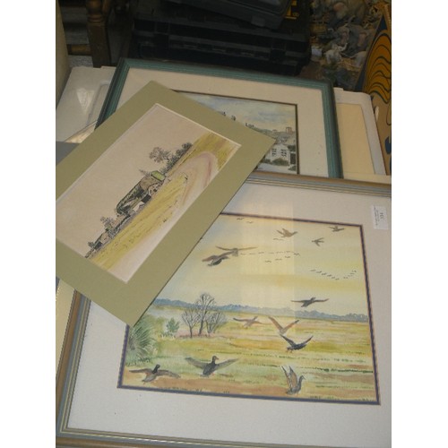 334 - COLLECTION OF PAINTINGS-WATERCOLOURS. SOME FRAMED, SOME IN CARD MOUNTS. SOME SIGNED D.MILFORD.