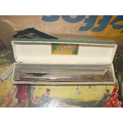 335 - MIXED LOT CONTAINED IN LARGE BOX. INC AUTOCHOP VEG CHOPPER IN BOX, JEWELLERY BOX, OLD TAX DISCS, CON... 