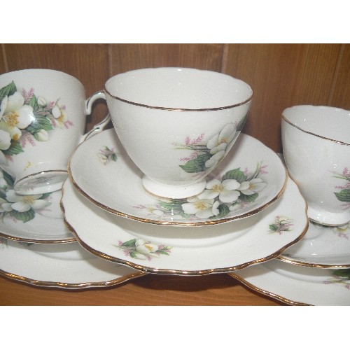 349 - CROWN ROYAL BONE CHINA TEA SET. CHRISTMAS ROSE DESIGN.