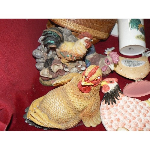 194 - CHICKEN COLLECTION. INC PLATES, FIGURES, COASTERS, DECORATIVE ITEMS.