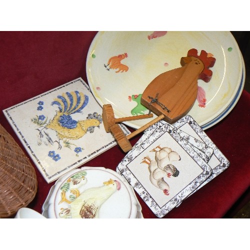 194 - CHICKEN COLLECTION. INC PLATES, FIGURES, COASTERS, DECORATIVE ITEMS.