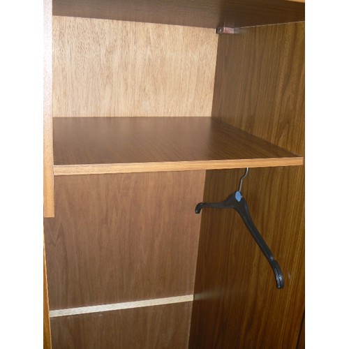 360 - RETRO VENEERED DOUBLE WARDROBE WITH INTERNAL SHELF AND HANGING RAIL