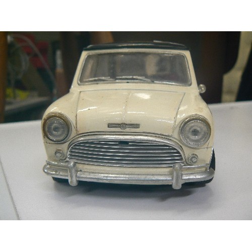 379 - LARGE MINI COOPER MODEL IN BLACK AND CREAM