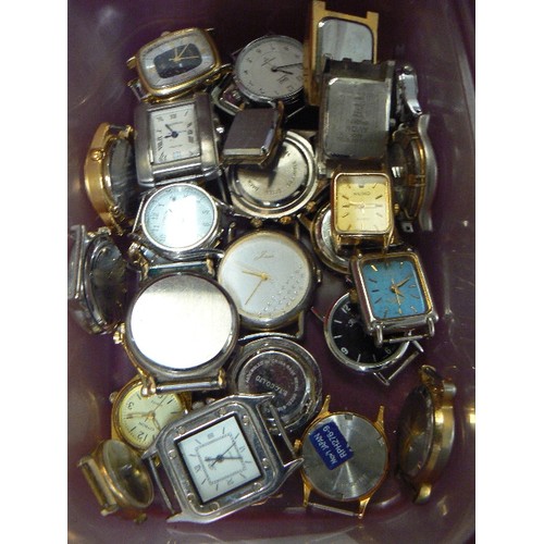 9 - BOX OF MIXED WATCHES ( NO STRAPS) - SEKONDA, CONSTANT, FOSSIL,SEPO,  ETC