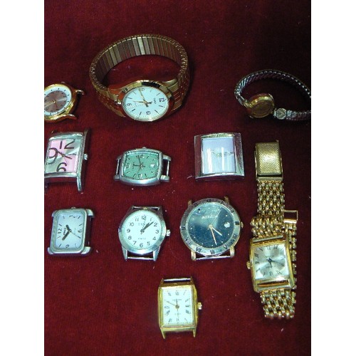 9 - BOX OF MIXED WATCHES ( NO STRAPS) - SEKONDA, CONSTANT, FOSSIL,SEPO,  ETC