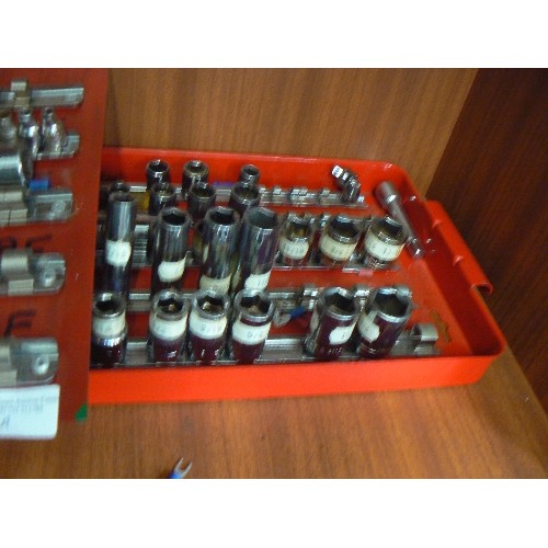 130A - 2 METAL TOOL SHELFS WITH SOCKETS