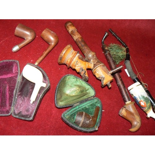 104A - BOX OF VINTAGE WOODEN AND CERAMIC PIPES