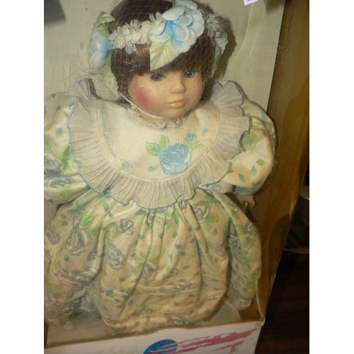 283A - BOXED LES FEERIQUES MUNDIA DOLL AND BOXED VINTAGE CHILDS CHINA TEA SET