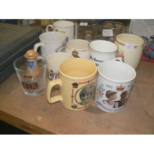 196 - COLLECTION OF ROYAL COMMEMORATIVE MUGS AND GLASSES.