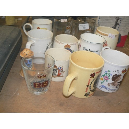 196 - COLLECTION OF ROYAL COMMEMORATIVE MUGS AND GLASSES.