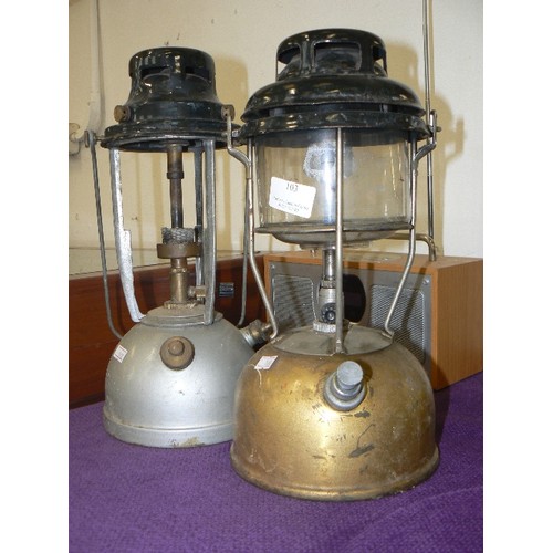 103 - 2 X VINTAGE TILLEY LAMPS.