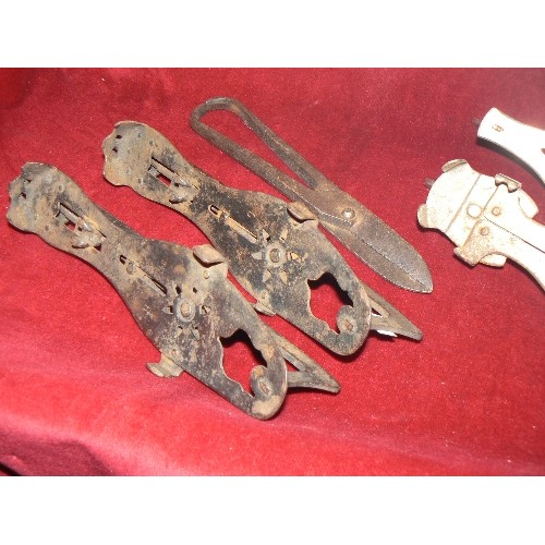 124 - VINTAGE ICE-SKATES/BLADES. AN EDUARD ENGELS REMSCHEID SET, & AN OLDER UNMARKED SET WITH JUST L&R 24.