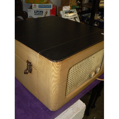 129 - VINTAGE RECORD PLAYER. COLLARD HIGH FIDELITY RC 54. IN CARRY CASE.