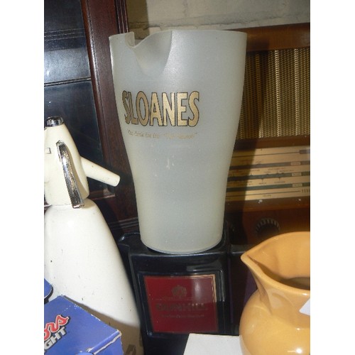 134 - BREWERY BRANDED ITEMS. BAR JUGS, COORS LIGHT GLASSES, SODA SYPHON ETC.