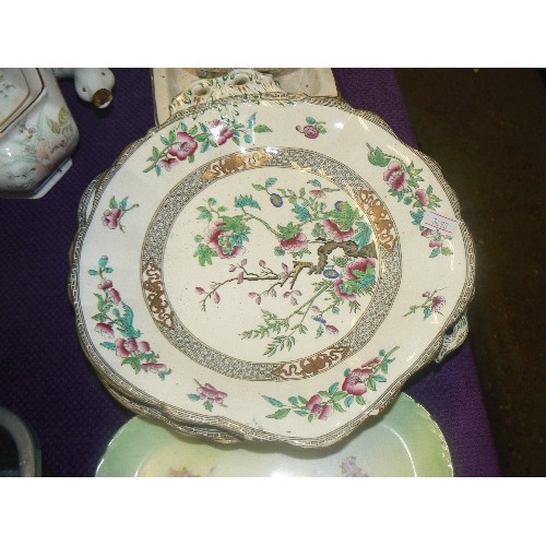 180 - COLLECTION OF MIXED VINTAGE CHINA. INCLUDES A PRETTY DRESSING TABLE SET, LARGE VASES, PAIR OF ELEPHA... 