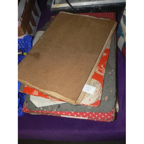 176 - LOVELY OLD SCRAPBOOKS, COVERED IN WALLPAPER, CHRISTMAS PAPER ETC. FULL OF CLIPPINGS AND POSTCARDS ET... 