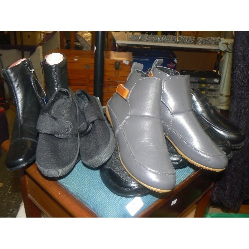 185 - PAIR OF WOMENS PAVERS ANKLE BOOTS. 4. NEW/TAGS. A PAIR OF GENTS CLIFFORD JAMES LOAFERS WITH LEATHER ... 