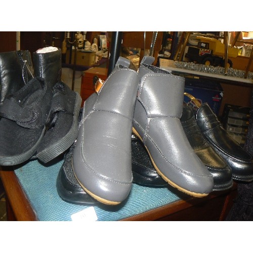 185 - PAIR OF WOMENS PAVERS ANKLE BOOTS. 4. NEW/TAGS. A PAIR OF GENTS CLIFFORD JAMES LOAFERS WITH LEATHER ... 