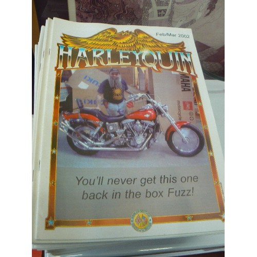 213 - HARLEYQUIN-HARLEY DAVIDSON RIDERS CLUB OF GB MAGAZINES. STACK FROM EARLY 2000'S.